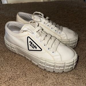 Prada Cream Platform Sneakers